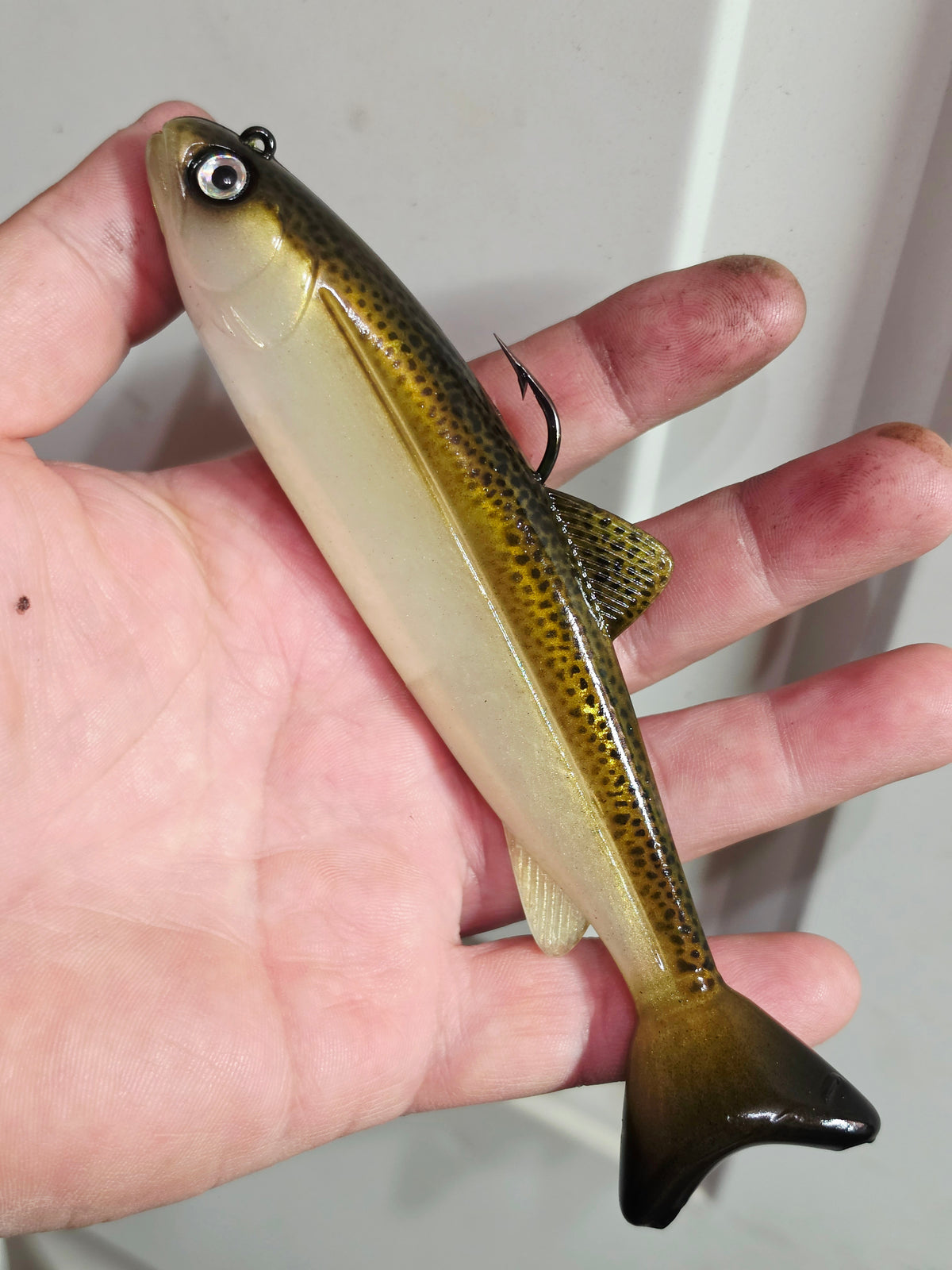 Wedgie6 Top Hook Jig- Bone Olive Trout
