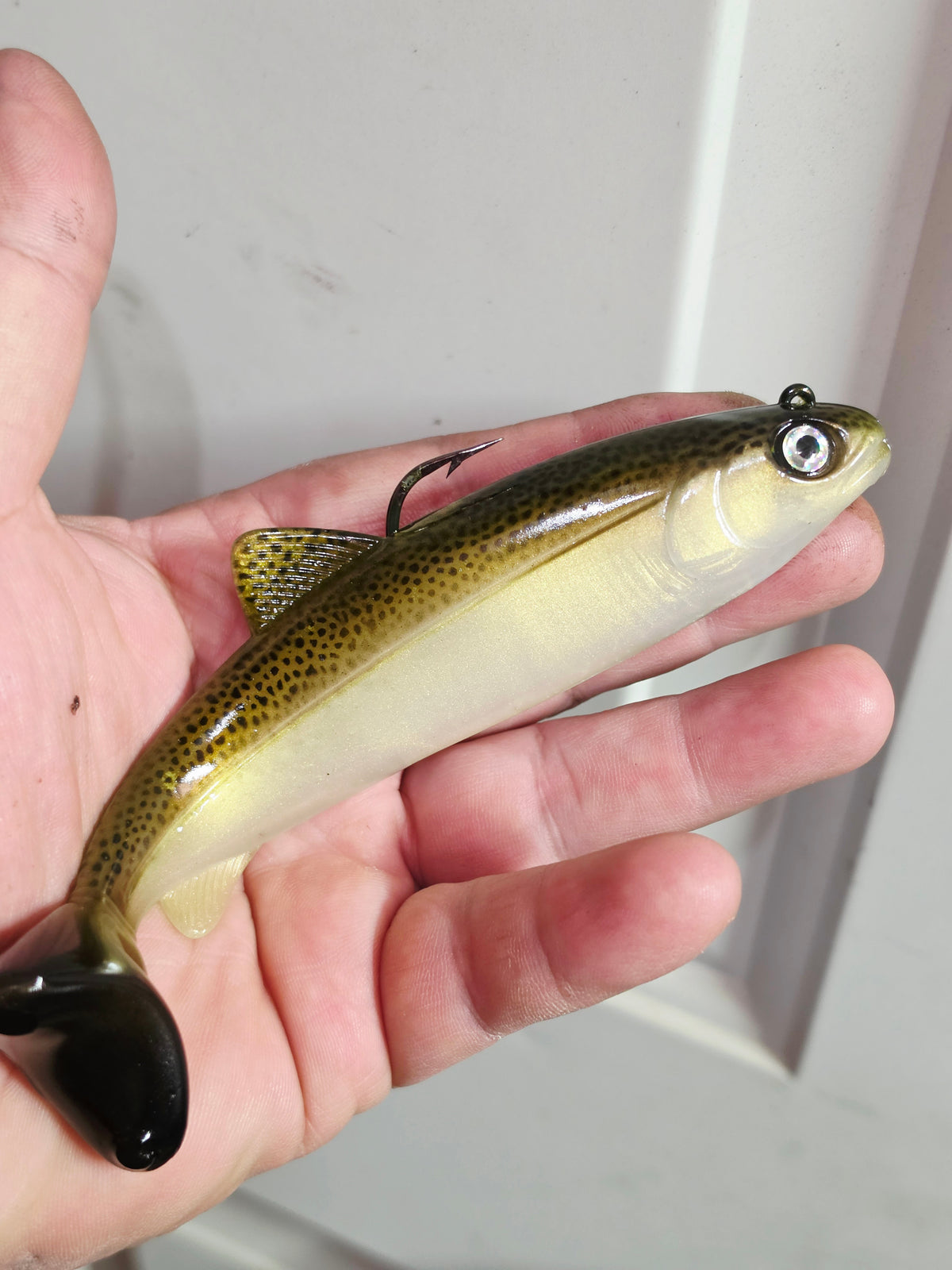 Wedgie6 Top Hook Jig- Bone Olive Trout