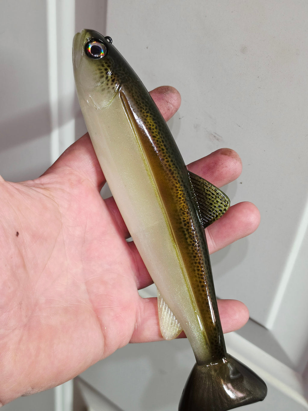 Wedgie8 (Top Hook Treble)- Pearlized White Brown Trout