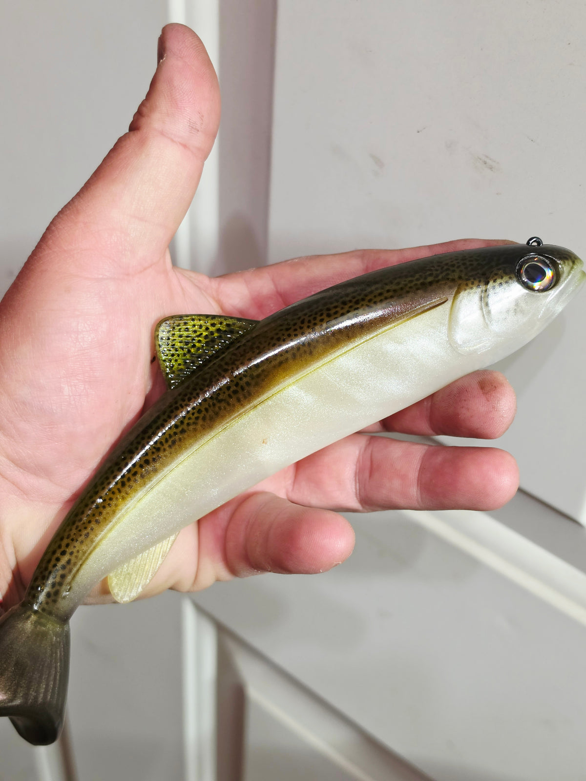 Wedgie8 (Top Hook Treble)- Pearlized White Brown Trout
